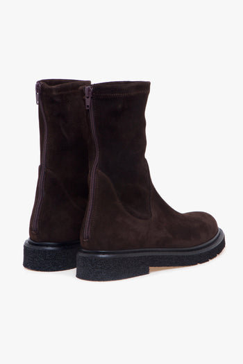 Tronchetto in camoscio con gambale stretch e suola in gomma - 3