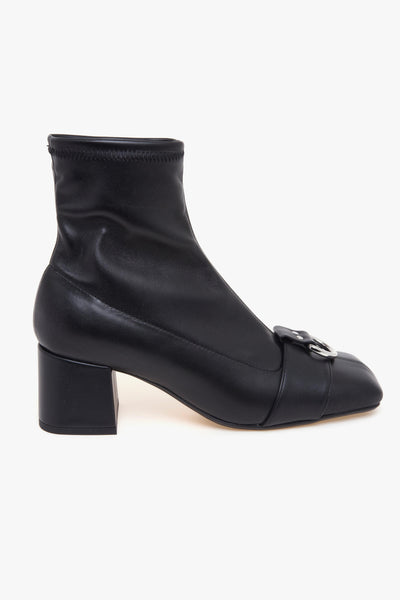 Tronchetto . in pelle con gambale stretch e tacco 55 mm