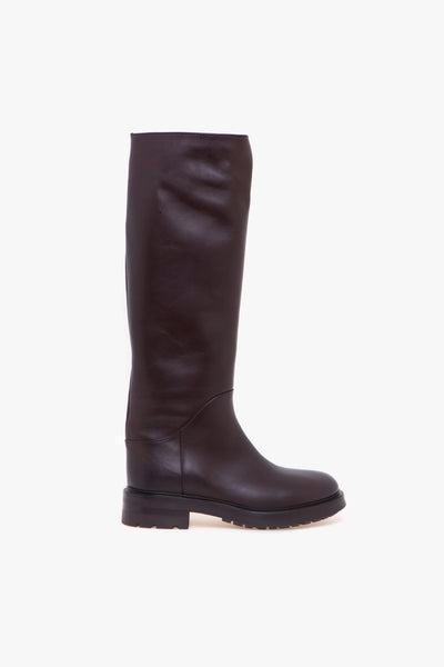 Stivale casual in pelle con suola in gomma