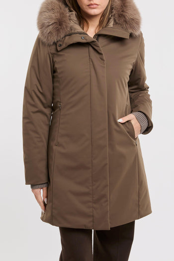 Parka 3/4 in tessuto tecnico con cappuccio pelliccia - 3