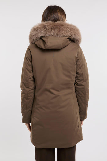 Parka 3/4 in tessuto tecnico con cappuccio pelliccia - 6