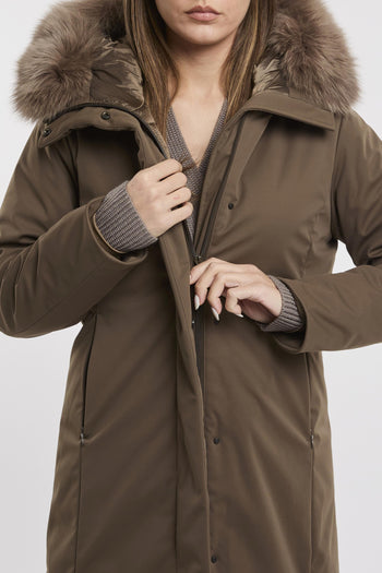 Parka 3/4 in tessuto tecnico con cappuccio pelliccia - 9