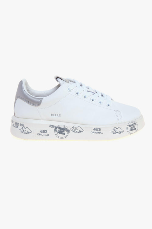 Sneaker Belle in pelle con talloncino argento