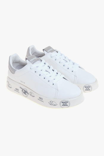 Sneaker Belle in pelle con talloncino argento - 2
