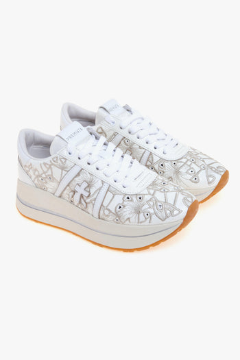 Sneaker Bethcoin in pelle foarata con ricami floreali - 2