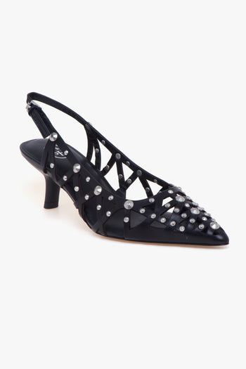 Sling-back Bizarre in pelle laserata con borchie e tacco 50 mm - 4
