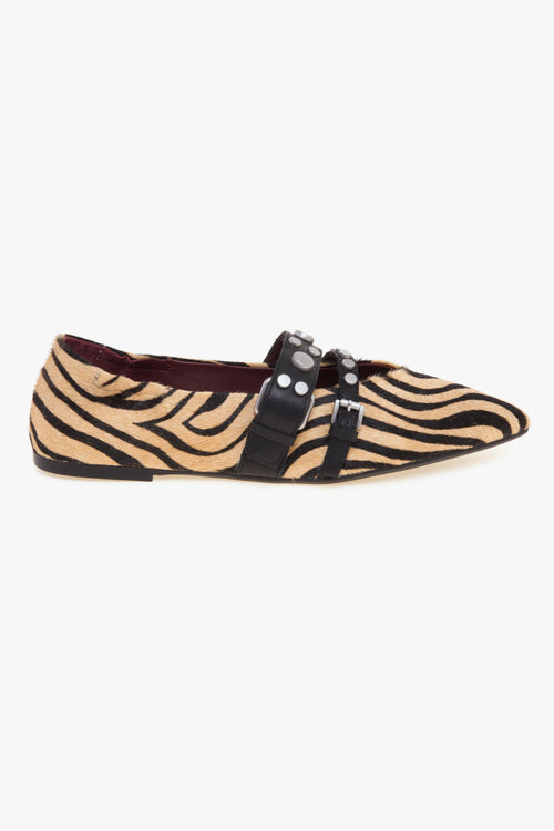 Ballerina a punta Britney in cavallino zebra e pelle