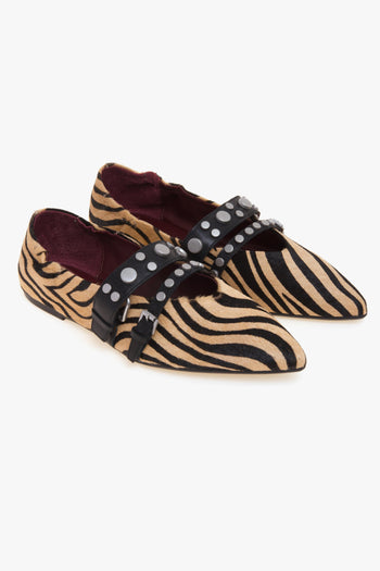 Ballerina a punta Britney in cavallino zebra e pelle - 2