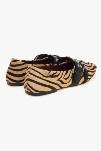 Ballerina a punta Britney in cavallino zebra e pelle - 3