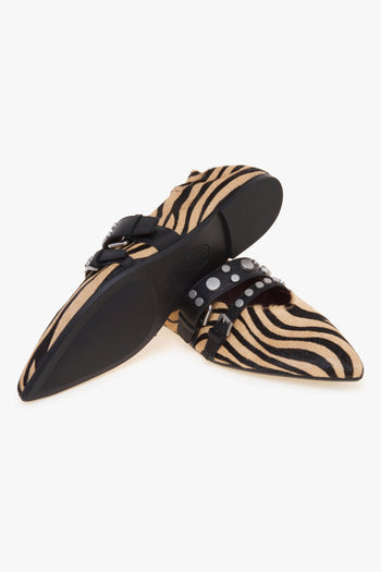 Ballerina a punta Britney in cavallino zebra e pelle - 4