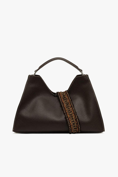 Borsa a mano a trapezio "Aurora" in pelle martellata con tracolla