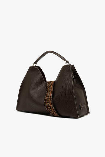 Borsa a mano a trapezio "Aurora" in pelle martellata con tracolla - 2