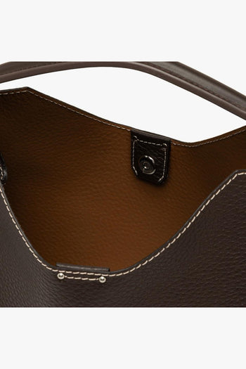 Borsa a mano a trapezio "Aurora" in pelle martellata con tracolla - 4