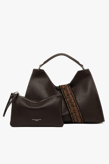 Borsa a mano a trapezio "Aurora" in pelle martellata con tracolla - 5