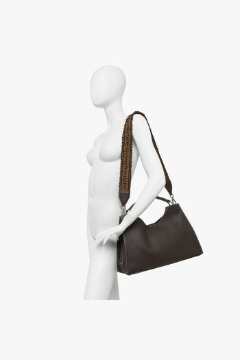 Borsa a mano a trapezio "Aurora" in pelle martellata con tracolla - 7