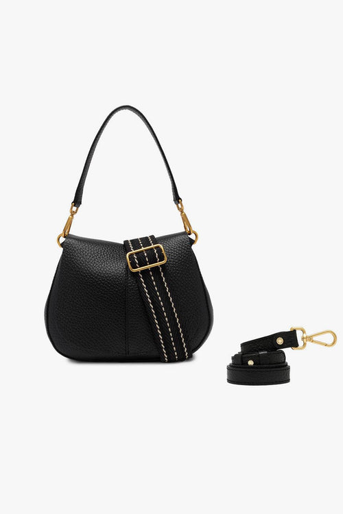 Borsa a spalla Helena Round in pelle martellata con tracolla