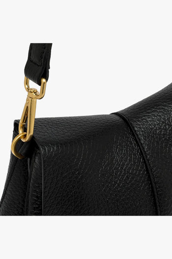 Borsa a spalla Helena Round in pelle martellata con tracolla - 5