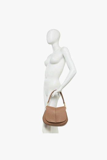 Borsa a spalla Helena Round in pelle martellata con tracolla - 6