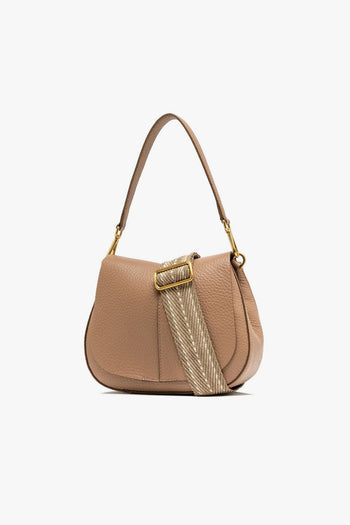 Borsa a spalla Helena Round in pelle martellata con tracolla - 2