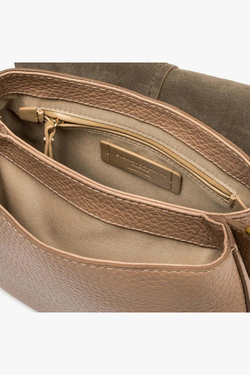 Borsa a spalla Helena Round in pelle martellata con tracolla - 4
