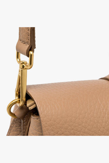 Borsa a spalla Helena Round in pelle martellata con tracolla - 5