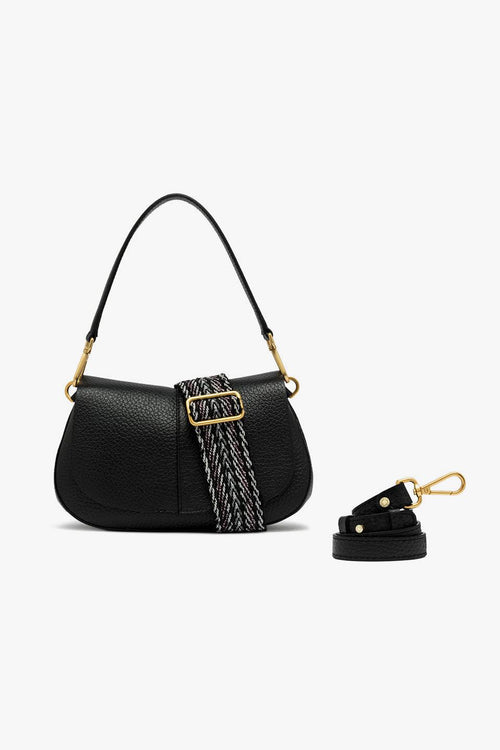 Borsa a spalla Helena Round in pelle martellata con tracolla