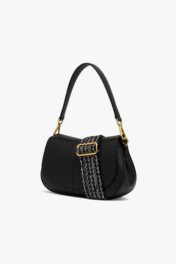 Borsa a spalla Helena Round in pelle martellata con tracolla - 2