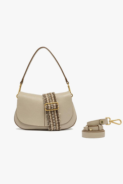 Borsa a spalla Helena Round in pelle martellata con tracolla