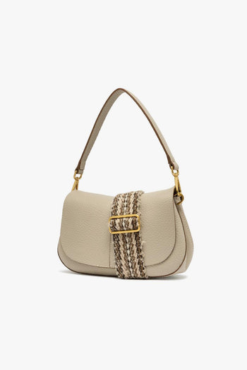 Borsa a spalla Helena Round in pelle martellata con tracolla - 2