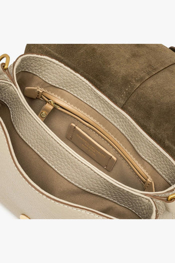 Borsa a spalla Helena Round in pelle martellata con tracolla - 4