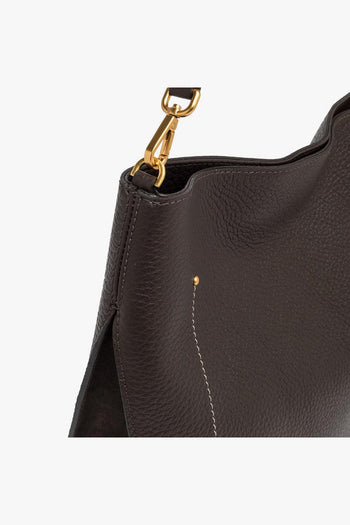 Borsa a spalla "Olga" in pelle martellata con tracolla - 5