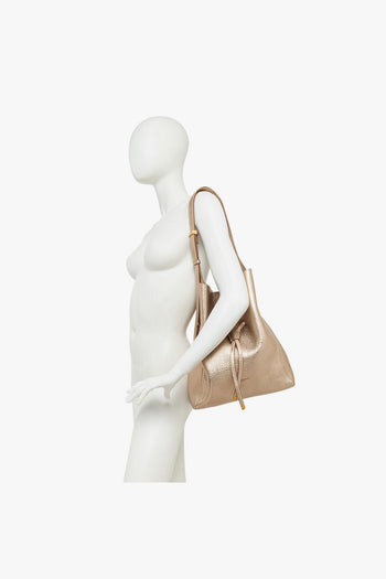 Borsa a spalla Sienna in pelle martellata con pochette interna - 6