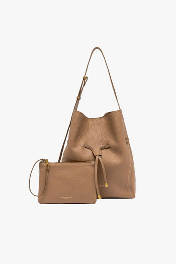 Borsa a spalla Sienna in pelle martellata con pochette interna - 5