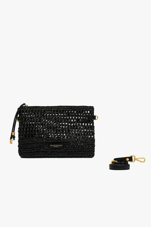 Busta con zip Nefeli in paglia intrecciata