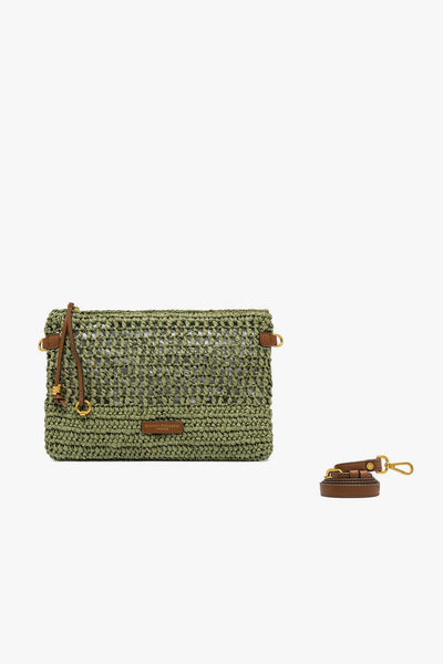 Busta con zip Nefeli in paglia intrecciata