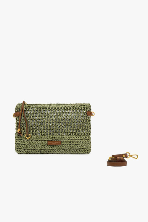 Busta con zip Nefeli in paglia intrecciata