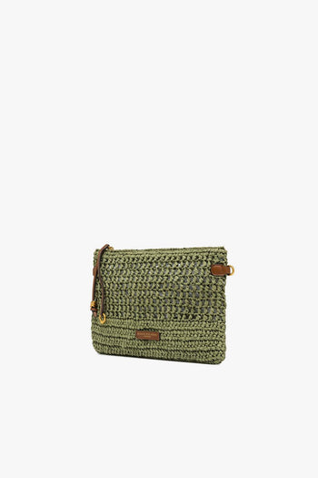 Busta con zip Nefeli in paglia intrecciata - 2