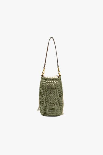 Borsa a secchiello Nefeli in paglia crochet con tracolla - 3