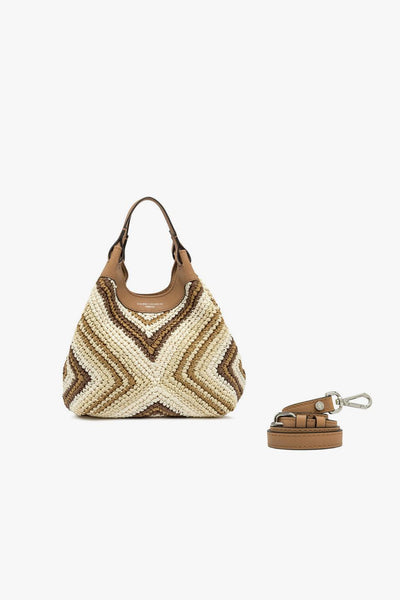 Borsa Dua in paglia intrecciata con fantasia multicolor