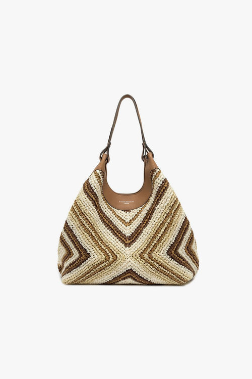 Borsa Dua in paglia intrecciata con fantasia multicolor