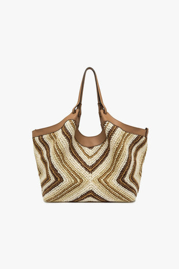 Borsa Dua in paglia intrecciata con fantasia multicolor - 3