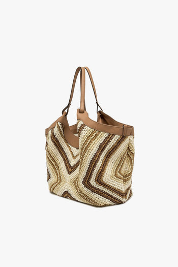 Borsa Dua in paglia intrecciata con fantasia multicolor - 4