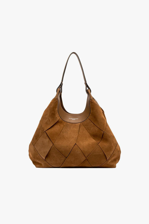 Borsa DUA in camoscio con maxi intreccio (mis. grande)