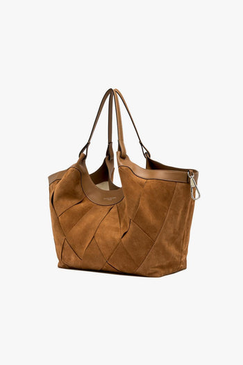 Borsa DUA in camoscio con maxi intreccio (mis. grande) - 4