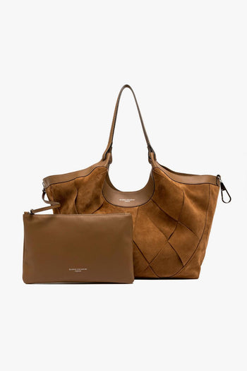 Borsa DUA in camoscio con maxi intreccio (mis. grande) - 6