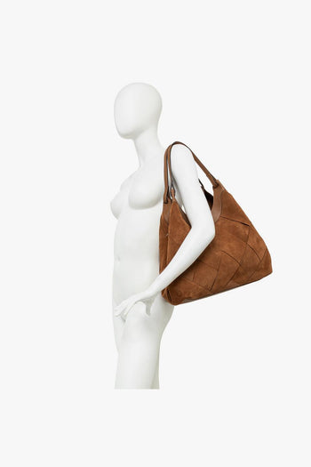 Borsa DUA in camoscio con maxi intreccio (mis. grande) - 7