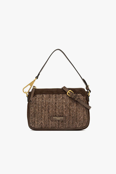 Borsa a spallla Brooke in camoscio e paglia intrecciata