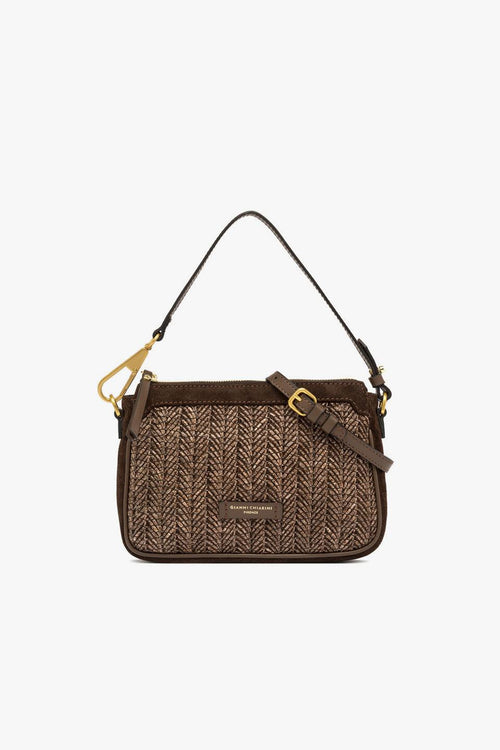 Borsa a spallla Brooke in camoscio e paglia intrecciata