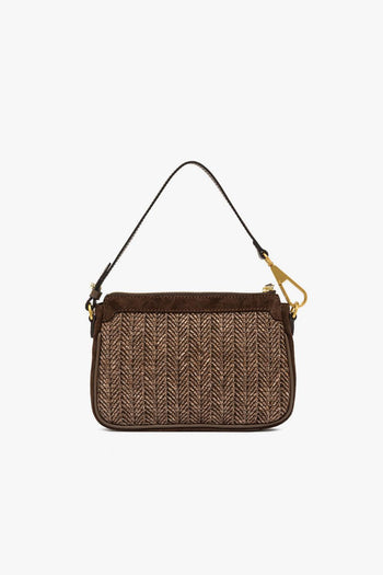 Borsa a spallla Brooke in camoscio e paglia intrecciata - 3