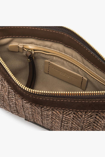 Borsa a spallla Brooke in camoscio e paglia intrecciata - 4
